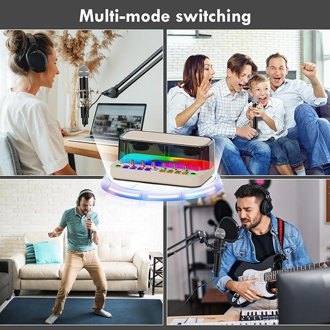 Portable Karaoke Machine with 2 Wireless Microphones, Bluetooth PA System Speaker with EQ Control, Vocal Removal, Noise Reduction, Reverb & Sound Effects, for Singing/Live Streaming/Gaming/Home Party