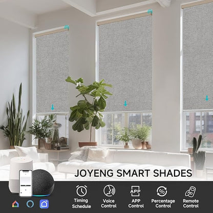 Motorized Blinds with Remote, Custom Automatic Electric Blackout Smart Blinds for Windows, Motorized Window Roller Shades Compatible with Alexa Google for Home Office, Fabric Coffee