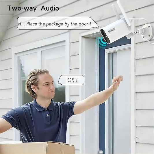 EVERSECU 2K WiFi PTZ Bullet Camera, Outdoor/Indoor, Pan/tilt, 2-Way Audio, Night Vision, Motion Detection Auto Tracking, Waterproof, Remote Access, RTSP Stream, Compatible with Alexa(4pack)