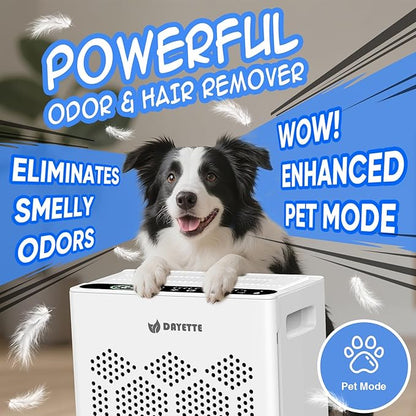 DAYETTE Air Purifiers for Home Large Room Up to 1800 Ft² with HEPA 14 Filter, Pet Air Purifier with Washable Prefilter for Bedroom with Fragrance, Air Cleaner for Smoke Dust Pets Hair Odor, White