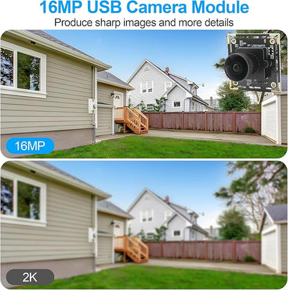 MMlove 16MP USB Camera Module Lightburn Camera 170° Wide Angle M12 Fisheye Lens with IMX298 Image Sensor Plug&Play Embedded Computer Webcam for HD Video Conference/Laptop/PC/Raspberry Pi