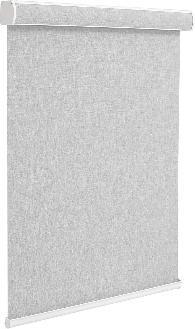 Changshade Custom Size Cordless Roller Shades with Valance, Blackout Roller Shades for Windows Roll-up Fabric Blinds with Thermal Insulated for French Door, Easy Installation Deep Grey