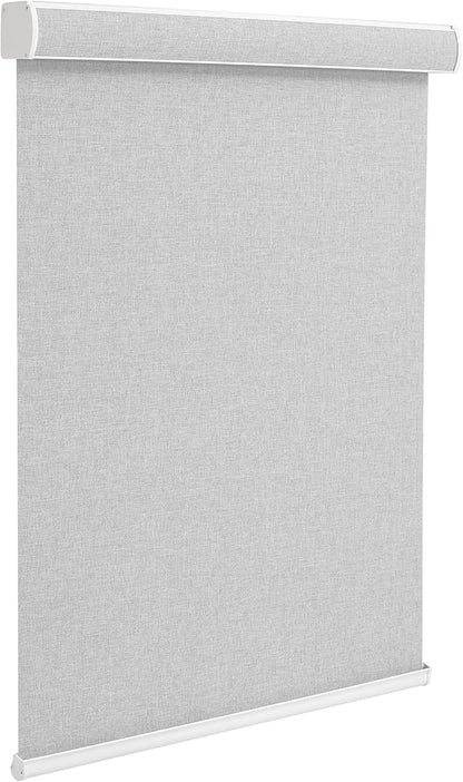 Changshade Custom Size Cordless Roller Shades with Valance, Blackout Roller Shades for Windows Roll-up Fabric Blinds with Thermal Insulated for French Door, Easy Installation Deep Grey