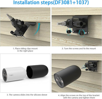 Vinyl Siding Mount + Silicone Skin Cover for TP-Link Tapo MagCam 2024 PCMag(Tapo C425) and Tapo SolarCam 2K Security Cameras (Black)