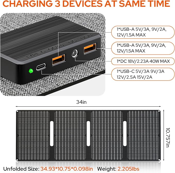 Portable Power Station with 40W Solar Panel, 100W Solar Powered Generator
