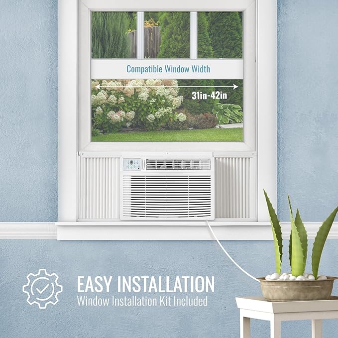 Keystone 23,200 BTU Window Air Conditioner with 16,000 BTU Supplemental Heat and Dehumidifier, 230V, Window AC for Large Rooms up to 1,500 Sq.Ft. with Smart Remote Control