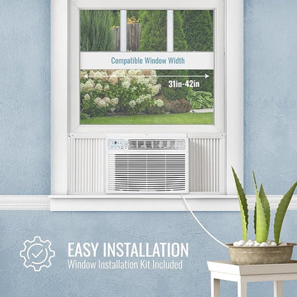 Keystone 23,200 BTU Window Air Conditioner with 16,000 BTU Supplemental Heat and Dehumidifier, 230V, Window AC for Large Rooms up to 1,500 Sq.Ft. with Smart Remote Control