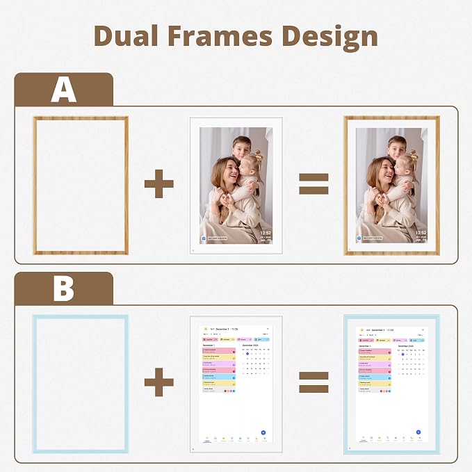 Dragon Touch 10.1-inch Digital Calendar Wall & Desk Chore Chart with Dual Swappable Snap Frames Smart Family Planner, Digital Picture Frame for Mom, Women, Christmas & Weddings