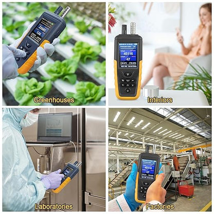 Dust Particle Counter High Sensitivity 3-Channel PM0.3/2.5/10 um Air Quality Monitor 0~1000μg/m³ USB Rechargeable Data Transfer/Temperature and Humidity Monitor