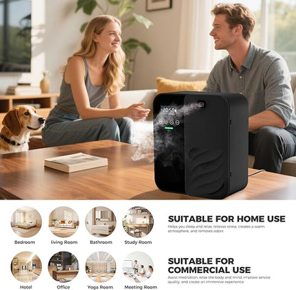 Waterless Essential Oil Diffuser，Hotel Scent Diffuser，500ml Large Capacity，5000sq.ft.，Waterless Diffuser for Home & Hotel Use，Black