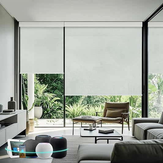 Aprilsmart Motorized Blinds with Remote,Light Filtering Motorized Roller Shades Work with Apple Homekit,Alexa,SmartThings,Google Home,Customize Blinds(TREEBARK NAVY-72)