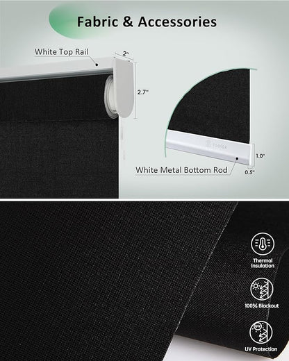 Yoolax Motorized Shades App Control, Blackout Automatic Blinds for Indoor Windows, Electric Roller Shades for Bedroom Living Room Office (Blackout Apex Black, 33" W x 87" H)