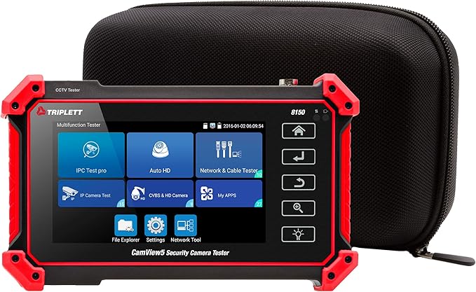 Triplett 8150 CamView IP Pro 5 CCTV Security Camera Tester with 5" Touchscreen - 4K / 1080P IP, Analog, TVI, CVI, AHD