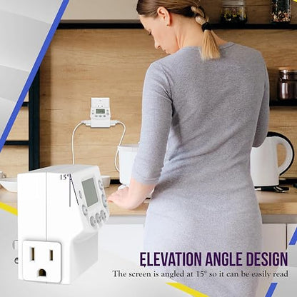 ENERLITES Heavy Duty Indoor Digital Timer Outlet, UL Listed, 2 Pack | 3 Prong Plug in Timers for Electrical Outlets, Lamps, Fans, Grounded Outlet, 7 Day Random, 120V 15A 1200W