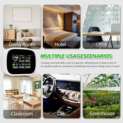 18-in-1 Smart Air Quality Monitor, WiFi Indoor Air Detector with Dual Chip, Real-Time Monitoring for AQI, CO2, PM2.5, PM1.0, PM10, TVOC, HCHO, Time, Temperature and Humidity with APP