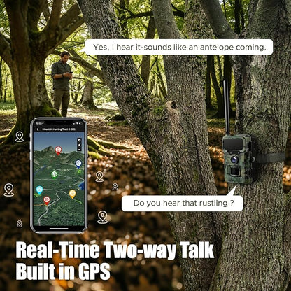 Cellular Trail Camera Solar, 4G LTE Game Cameras 64MP 2K HD Live Streaming,Night Vision Outdoor Camera,Rechargeable Wildlife Camera Deer Cams for Backyard（64GB TF Card Included