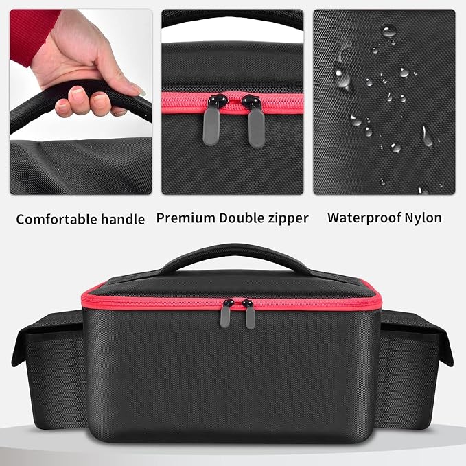 Air Compressor Bag for Milwaukee M18 Inflator 2848-20/2771-20 | Oxford Fabric, Dual Battery Pockets for 3.0-9.0Ah Packs, Accessory Organization for Garage and Vehicle, Black, Case Only