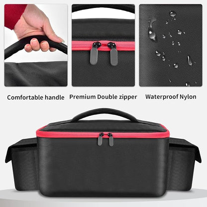 Air Compressor Bag for Milwaukee M18 Inflator 2848-20/2771-20 | Oxford Fabric, Dual Battery Pockets for 3.0-9.0Ah Packs, Accessory Organization for Garage and Vehicle, Black, Case Only