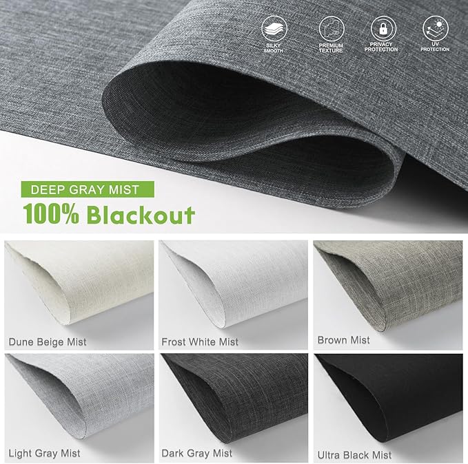 Motorized Blinds with Remote，100% Blackout Smart Blinds Motorized Roller Shades Compatible with Alexa Automatic Blinds for Windows Electric Window Blinds Customized Size Deep Gray Mist