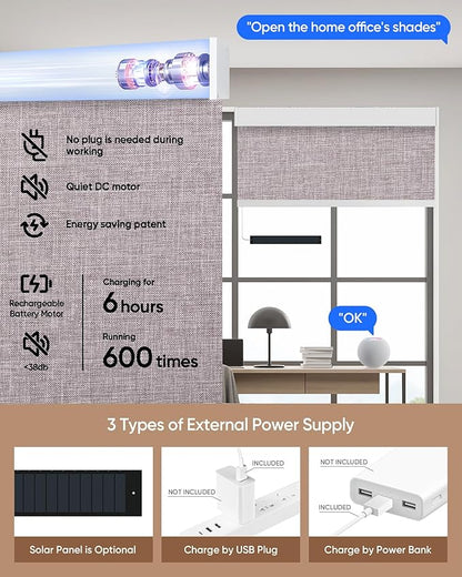 Motorized Blinds with Remote: Kincmo 100% Blackout Roller Shades Work with Apple Homekit,Alexa,Google Home, Customized Electric Blinds with App,Voice Control (100% Blackout Meridian Oat)