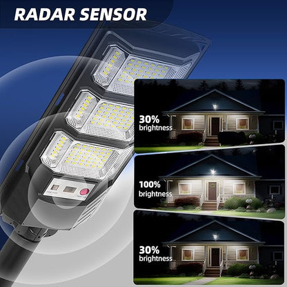 FOWSEEK Solar Street Lights Outdoor 2 Pack, 6500K Solar Lights Outdoor Waterproof with Motion Sensor, Lamparas Luces Solares para Exteriores Dusk to Dawn Commercial Lighting for Yard Path