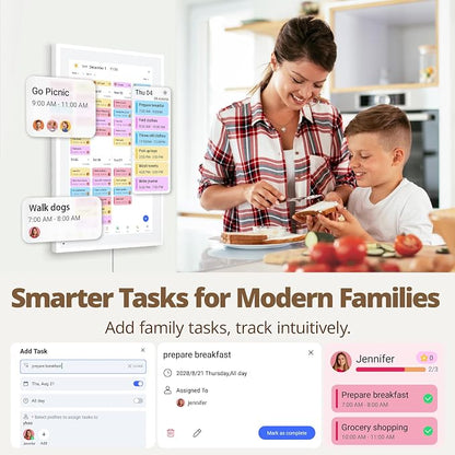 Dragon Touch Digital Calendar 15.6-inch Smart Chore Chart, Home Electronic Wall/Tabletop Calendar with Interactive Display/Touch Screen for Family Schedule Planning, Seamless Data Syncs and APP Access