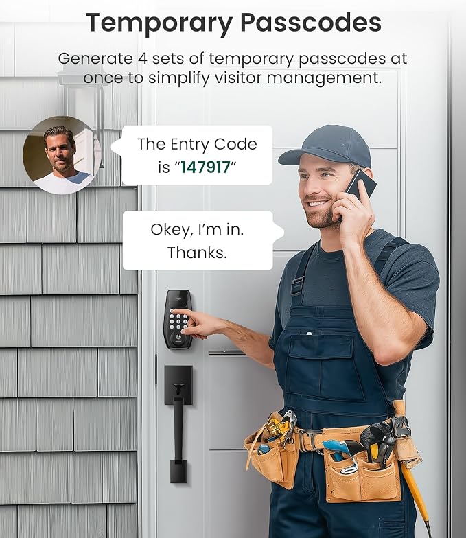 DESLOC C100 Keyless Entry Door Lock with Handle Set, Visual Display | Smart Deadbolt Lock with 100 PIN Codes, Passage Mode, 2 Keys, IP54 Weather Resistance, 12-Month Battery, Auto Lock, Black