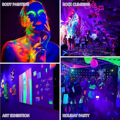 T-SUN 2 Pack 60W Black Lights Outdoor, Blacklight Flood Light with US Plug and Switch, IP66 Waterproof Black Lights for Glow Party, Glow in The Dark, Body Paint Fluorescent Poster Halloween