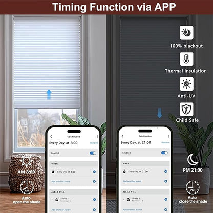 Bringnox Smart Motorized Cellular Shades,with Google Home and Alexa Via HUB,and Customized(Blackout Toffe-108, Blackout)