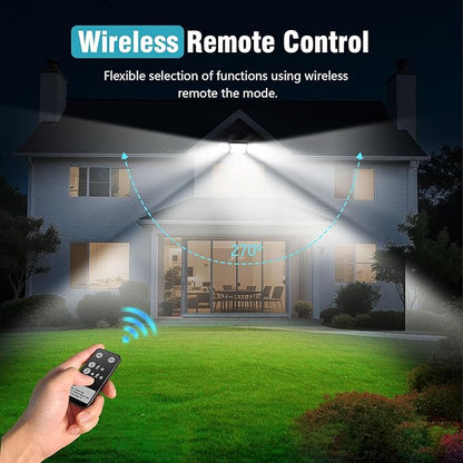 Solar Lights Outdoor Waterproof- 2800LM 200LED Solar Motion Sensor Lights, 3 Heads & 3 Modes Flood Lights, 270° Wide Angle Solar Powered Security Lights for Yard, Garage(1 Pack)