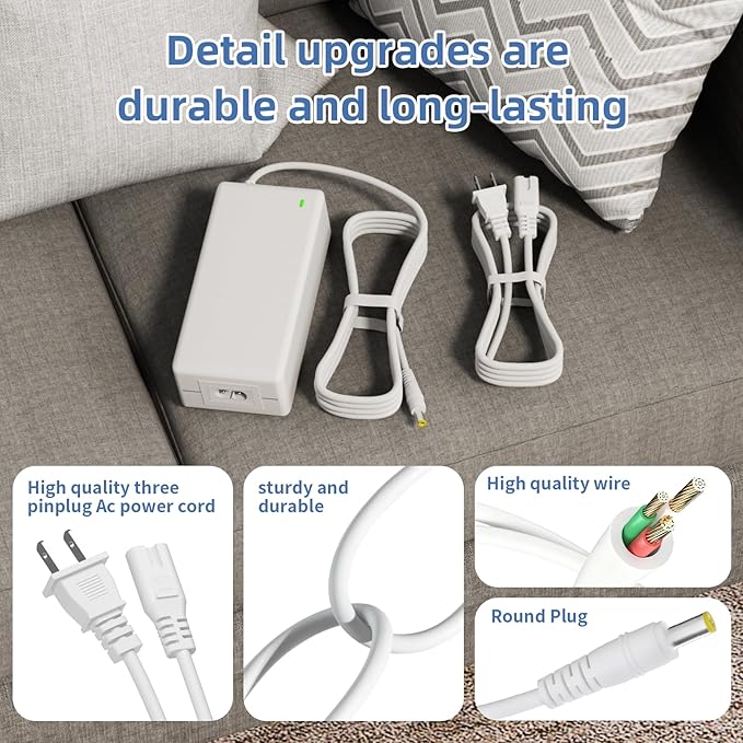 24V AC/DC Adapter Charger Compatible with Levoit Vital 200S LAP-V201S-WUS LAP-V201S-AUSR Smart True HEPA Levoit Air Purifier LAPV201SWUS LAPV201SAUSR Power Supply Cord（White）