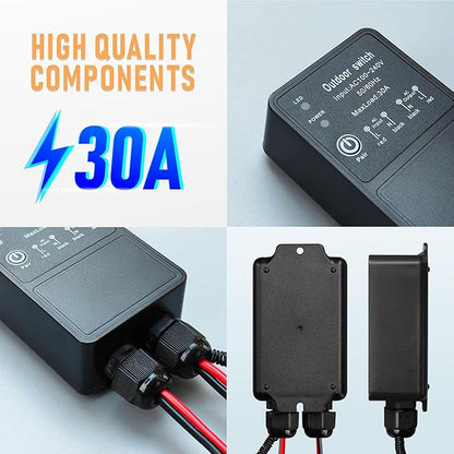DieseRC Waterproof Wireless Remote Control Radio Control Switch AC 110V/120V/240V 30A Relay Receiver for Wet Location Outdoor Yard Area Light Water Pump Farm Irrigation Roof Garden Street Warehouse