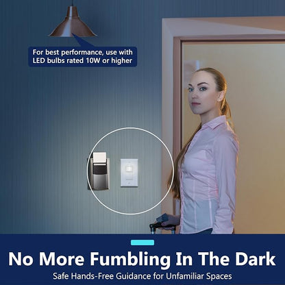 LIDER PIR Vacancy Motion Sensor Switch, LED, UL Listed, Matte White, 2-Pack | 1200 Sq. Ft. Coverage, No Neutral Required, No Ground Required, Adjustable Time Delay, Wall Plate Included, Guide Light