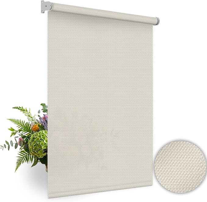 HILADUO Customized Solar Screen Roller Shade Blinds with Remote-Controlled Motorized Operation, Minimal to Blackout Visibility, Made in The USA