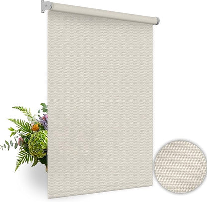 HILADUO Customized Solar Screen Roller Shade Blinds with Remote-Controlled Motorized Operation, Minimal to Blackout Visibility, Made in The USA