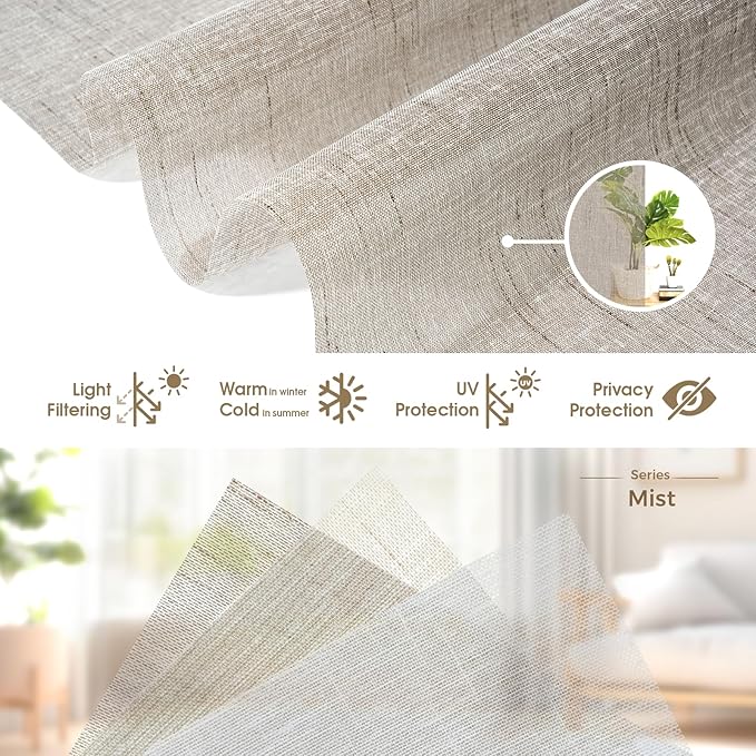 HeyBlinds Motorized Blinds with Remote, Smart Roller Shades with App & Voice Control, Work with Alexa Google HomeKit, Light Filtering Custom Window Shades for Living Room Office (Starry-Cappuccino LF)
