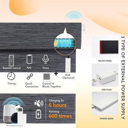 Persilux Motorized No Drill Zebra Smart Shades with Remote Smart Alexa Zebra Blinds for Indoor Windows Light Filtering, Dual Layer,Custom Sizes,Bella Dark Gray,RS20287-11