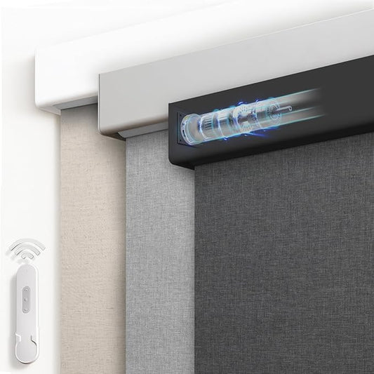 Motorized Blackout Rechargeable Roller Shades, Cordless Smart Blinds, Compatible with Alexa via Hub, Custom Blinds for Indoor Windows, Bouvardia Dark