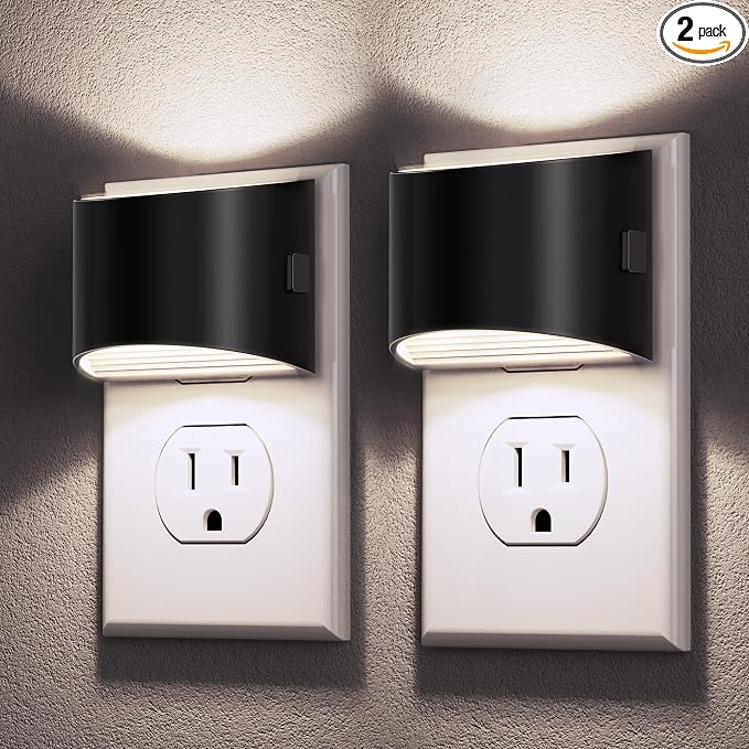 DORESshop Night Light, Night Lights Plug into Wall, Adjustable, 5000K | 3 Level Brightness Adjustable Night Light, Dusk to Dawn Sensor, Nightlights for Adults, Bedroom, Bathroom, Hallway, 2 packs