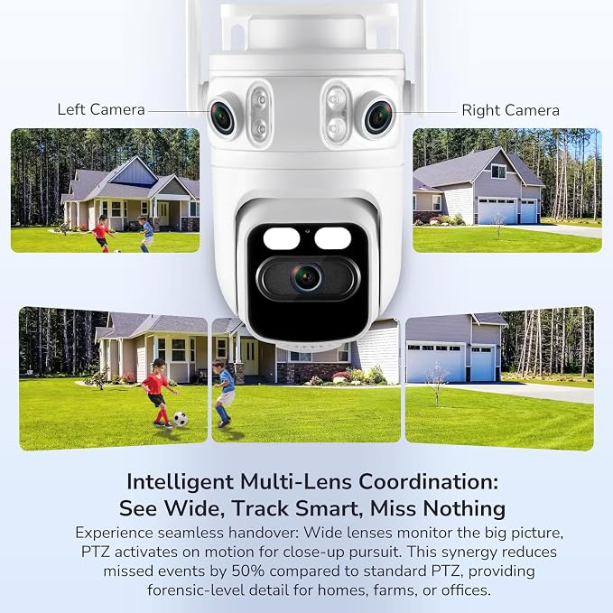Kittyhok Home Security Camera System Wireless, 2K Triple Lens Cameras