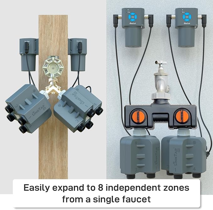LinkTap Q1 4-Port Smart Water Timer (Req. Gateway), Multiple Power Options | 4 Separate Zones, Equals 4 G2S or 2 D1 Smart Irrigation Timers, Scalable Mesh Network via Extender, 2-Year Warranty, IP66