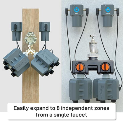 LinkTap Q1 4-Zone Wireless Water Timer & Gateway, Equals Four G2S Smart Hose Timers | 4 Independent Zones for Garden/Lawn/Yard, Irrigation by Weather/Volume/Duration, Fault Detection & Alerts, Anti-Freeze, IP66