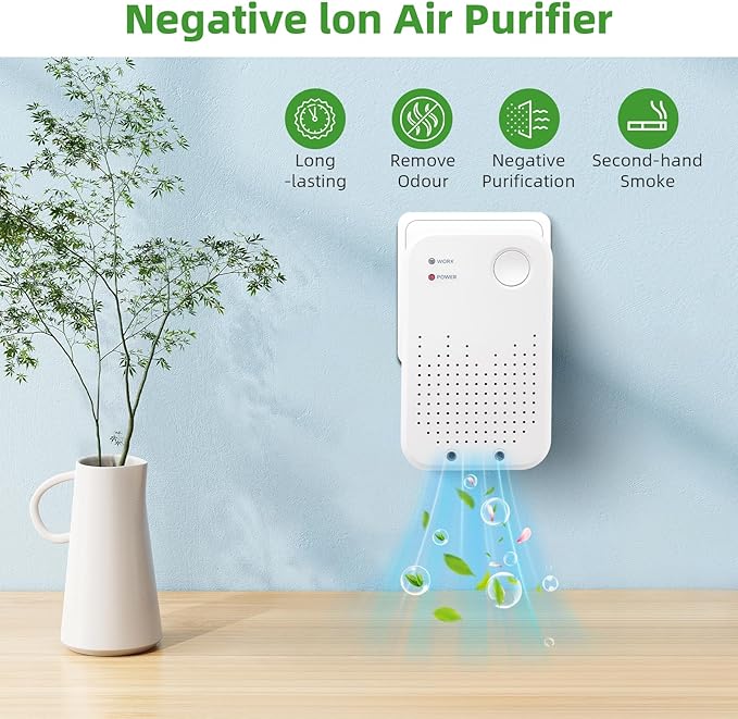 Plug-in Air Ionizers,2 Pack Cat Litter Odor Filterless,Quiet Portable Plug In Air Purifiers for Bedroom,Kitchen, Bathroom, Office,Air Freshener for Pet Odor