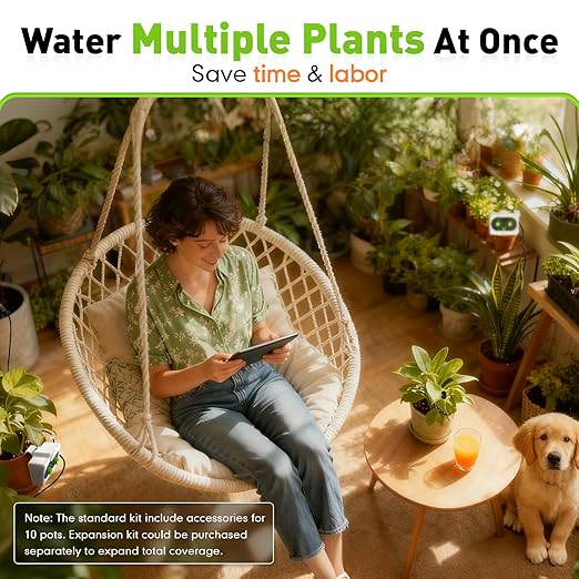 RAINPOINT Beginner-Friendly Automatic Plant Waterer Indoor for Pot Plant Adjustable Water Output,Battery Powered Outdoor IP54 Waterproof Easy-Setup Drip Irrigation System Device Kit Water 10-15 Plants