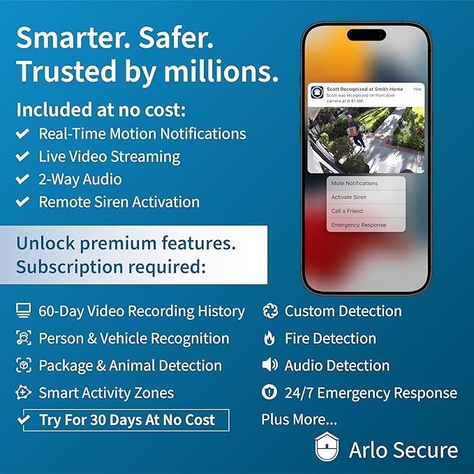 Arlo Video Doorbell 2K + Chime 2 (2nd Gen, Latest Release), Wireless or Wired Option, 2-Way Audio, Night Vision, H (Renewed)
