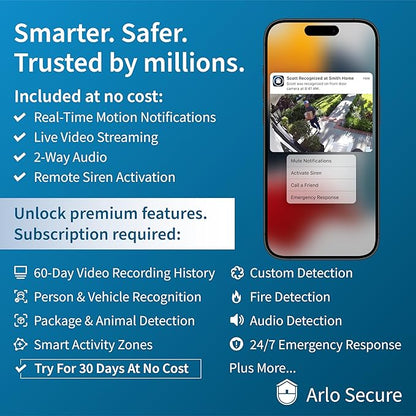Arlo Video Doorbell 2K + Chime 2 (2nd Gen, Latest Release), Wireless or Wired Option, 2-Way Audio, Night Vision, H (Renewed)