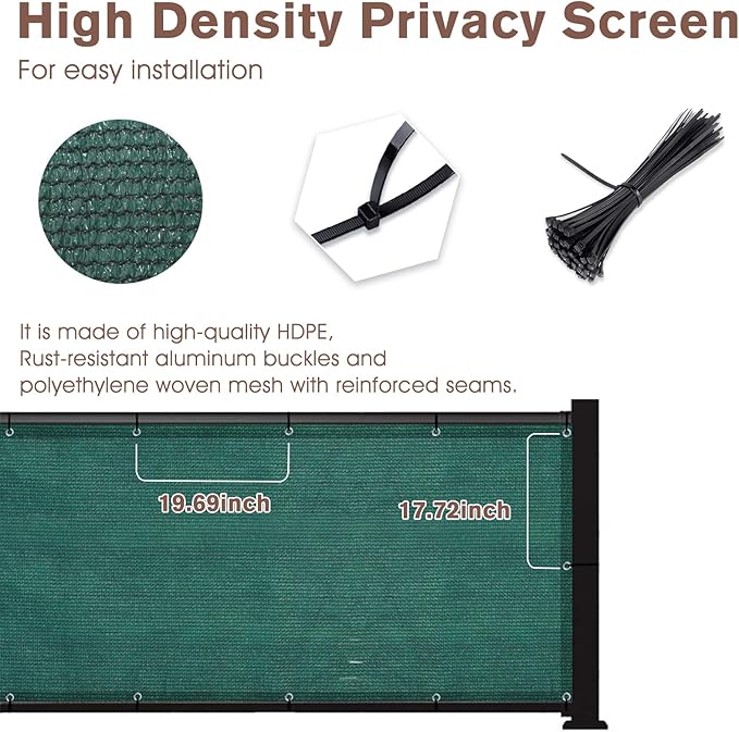 Sunny Guard Customized 3'x35' Dark Green Balcony Privacy Screen,90% Shade Apartments Fence Cover,Heavy Duty Mesh Windscreen for Deck,Outdoor,Backyard,Patio