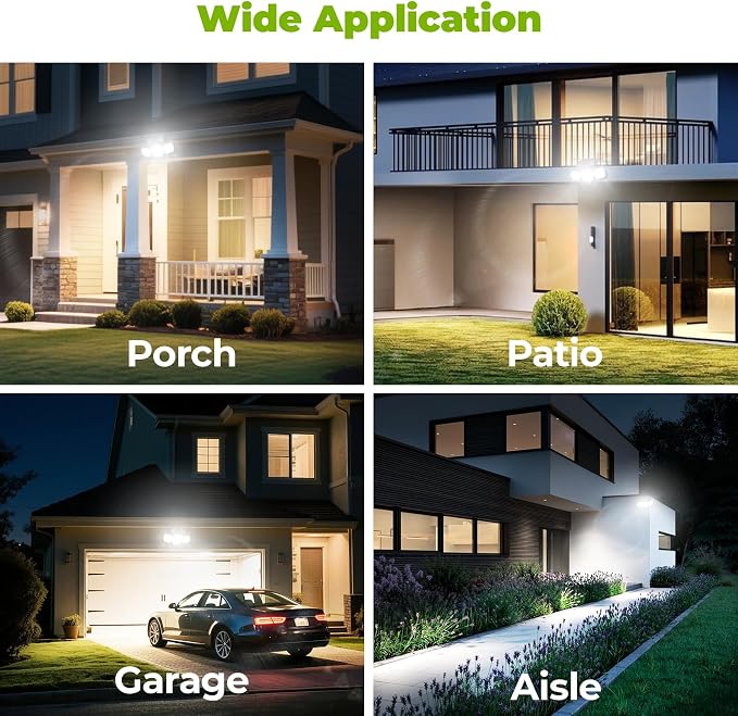 3 Modes 270° Solar Motion Sensor Outdoor Lights, 2 Pack