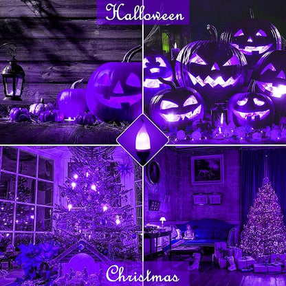 Bestview LED Flame Effect Light Bulbs,3 Modes Flickering Light Bulbs, Smart E12 Chandelier Base Candle Fire Light Bulb for Halloween, Christmas, Porch Indoor&Outdoor Decoration -6 Pack(Purple)