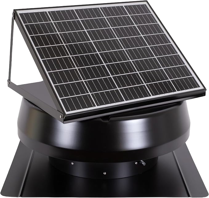 iLIVING HYBRID Ready Smart Thermostat Solar Roof Attic Exhaust Fan, 14", 40-Watt, 1150 CFM, Cools up to 2900 Sq.Ft. Coverage Area, Black